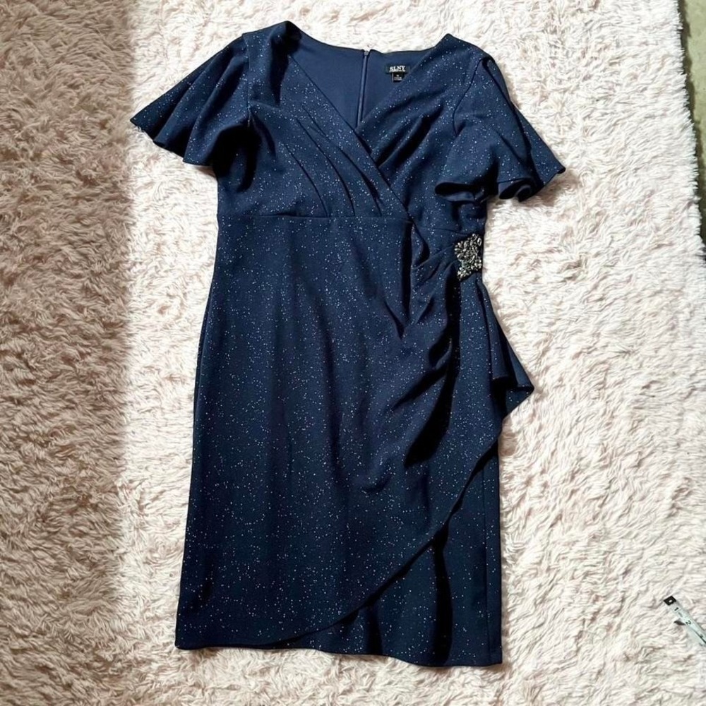 Navy Glamour Celestial Formal Mother of the‎ Bride Dress Womens 16 Whimsical
